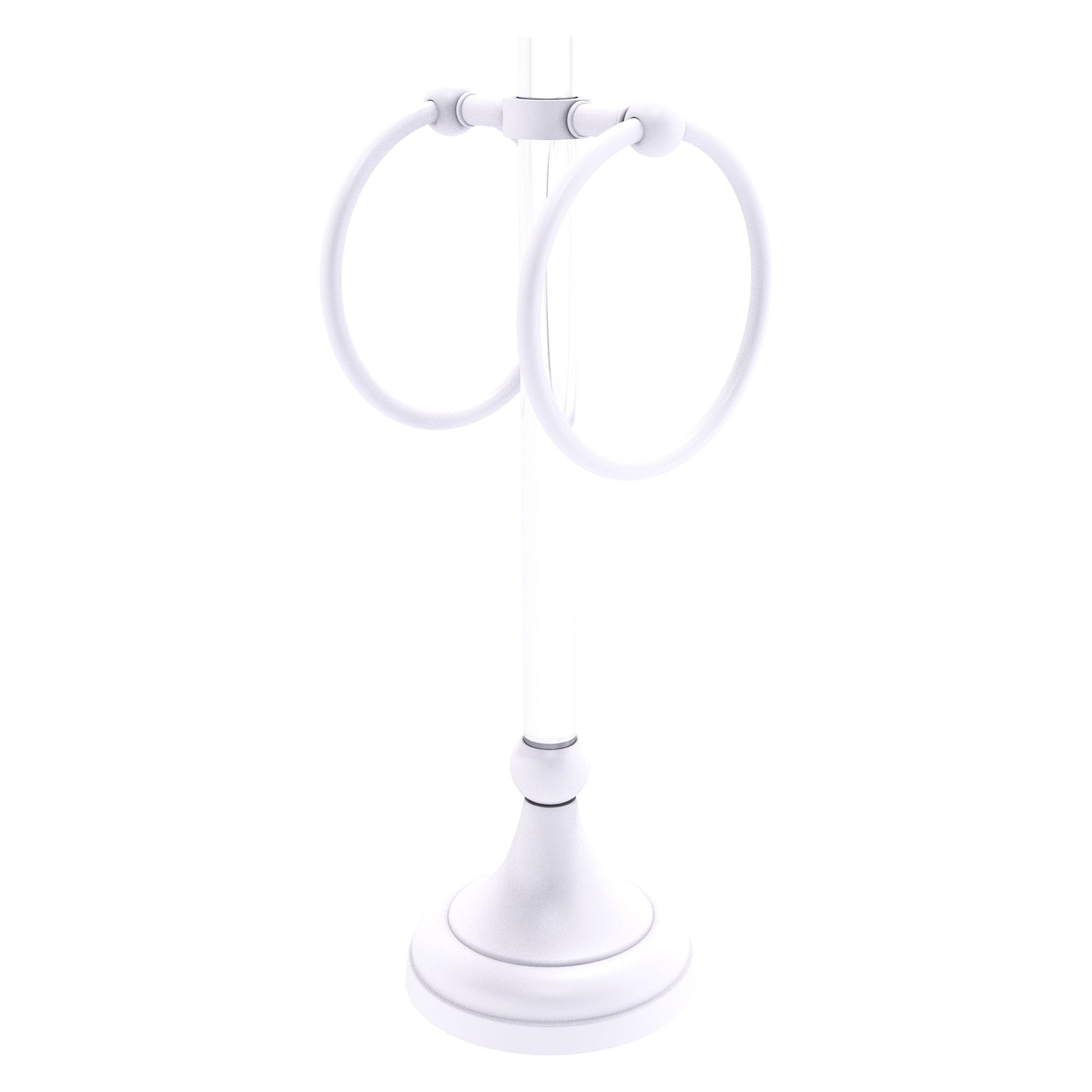 Allied Brass Pacific Grove 5.8" x 5.5" Matte White Solid Brass 2-Ring Vanity Top Guest Towel Ring