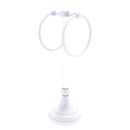 Allied Brass Pacific Grove 5.8" x 5.5" Matte White Solid Brass 2-Ring Vanity Top Guest Towel Ring