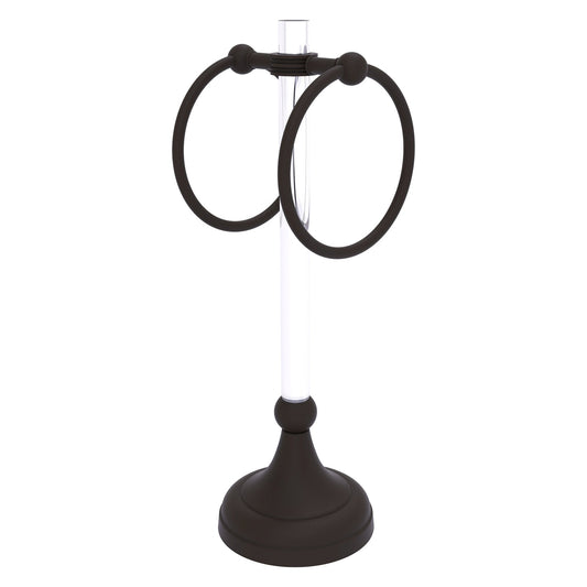Allied Brass Pacific Grove 5.8" x 5.5" Oil Rubbed Bronze Solid Brass 2-Ring Vanity Top Guest Towel Ring With Dotted Accents