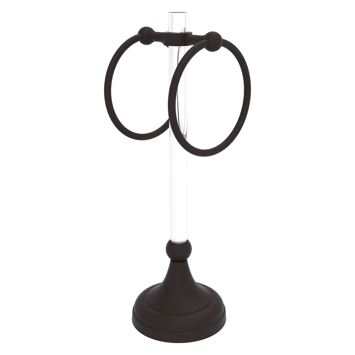Allied Brass Pacific Grove 5.8" x 5.5" Oil Rubbed Bronze Solid Brass 2-Ring Vanity Top Guest Towel Ring