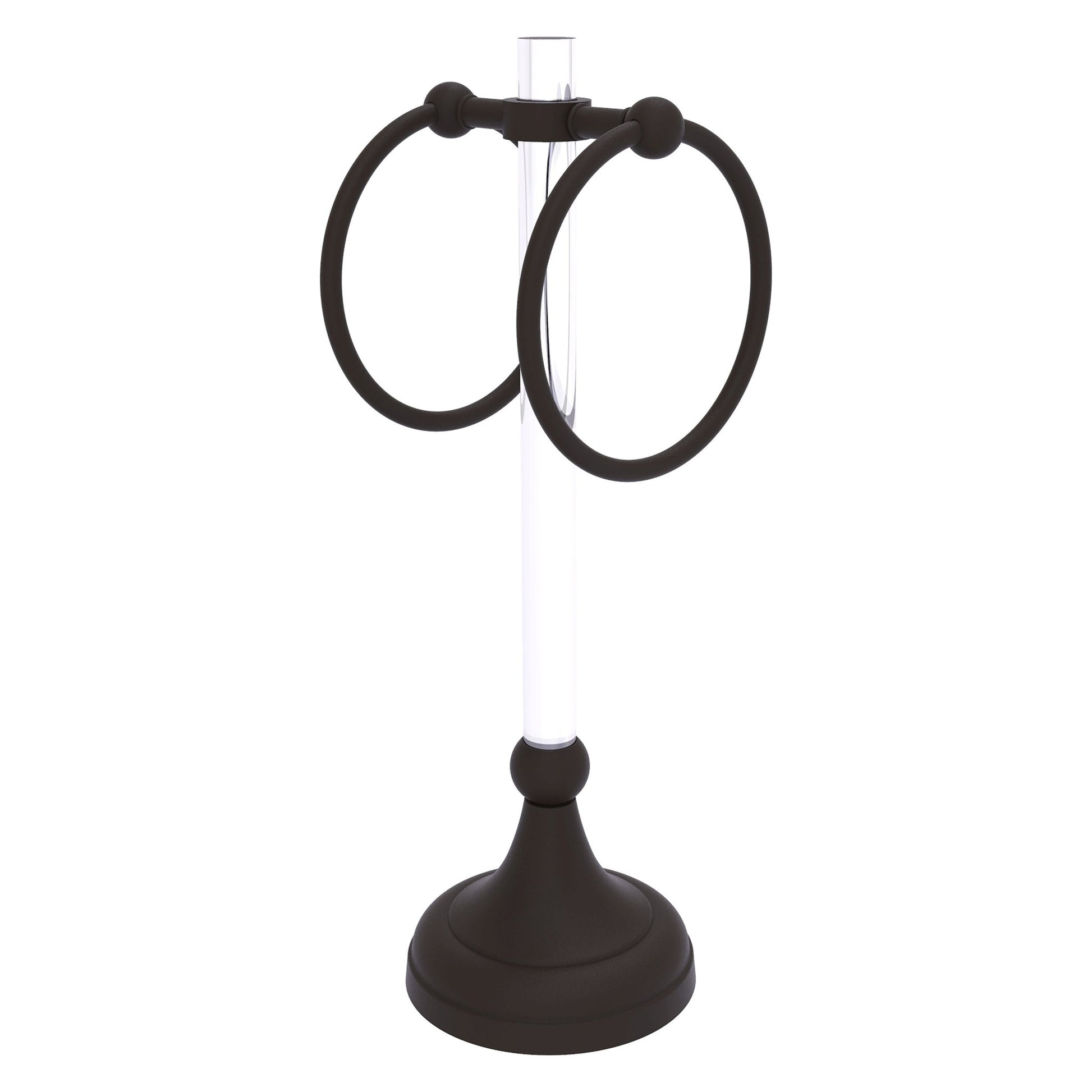 Allied Brass Pacific Grove 5.8" x 5.5" Oil Rubbed Bronze Solid Brass 2-Ring Vanity Top Guest Towel Ring