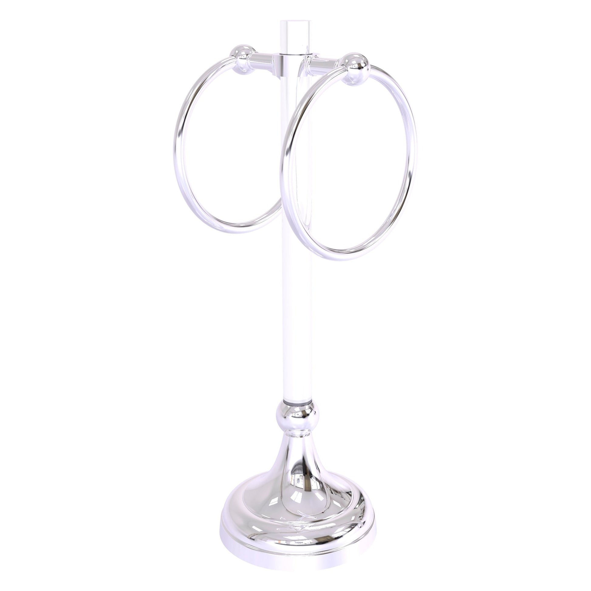 Allied Brass Pacific Grove 5.8" x 5.5" Polished Chrome Solid Brass 2-Ring Vanity Top Guest Towel Ring