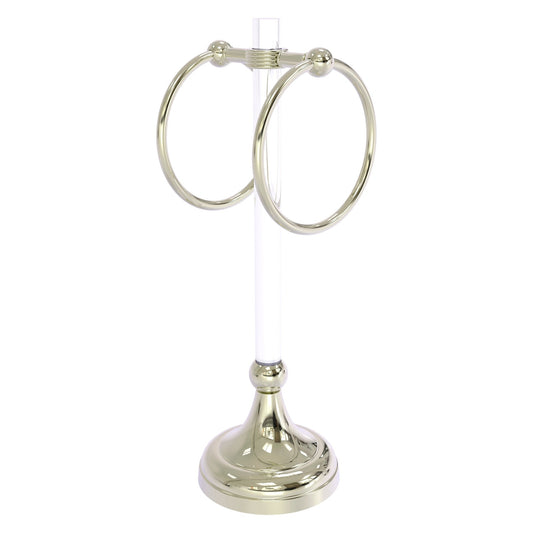 Allied Brass Pacific Grove 5.8" x 5.5" Polished Nickel Solid Brass 2-Ring Vanity Top Guest Towel Ring With Grooved Accents