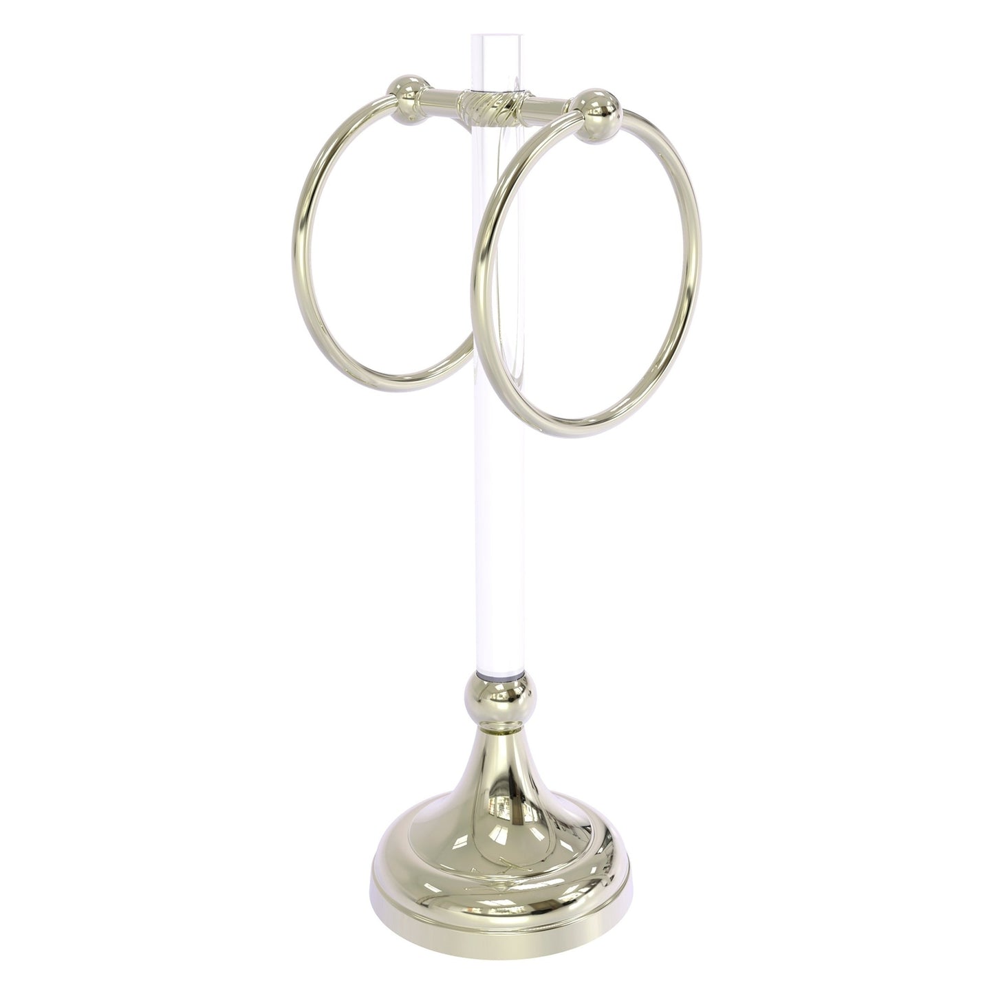 Allied Brass Pacific Grove 5.8" x 5.5" Polished Nickel Solid Brass 2-Ring Vanity Top Guest Towel Ring With Twisted Accents