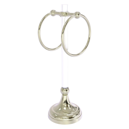 Allied Brass Pacific Grove 5.8" x 5.5" Polished Nickel Solid Brass 2-Ring Vanity Top Guest Towel Ring With Twisted Accents