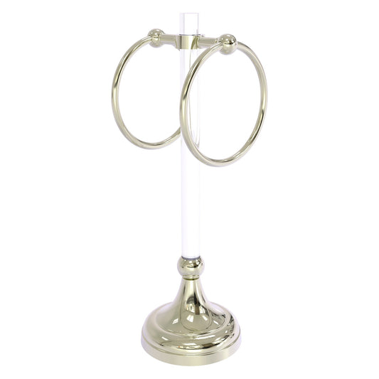 Allied Brass Pacific Grove 5.8" x 5.5" Polished Nickel Solid Brass 2-Ring Vanity Top Guest Towel Ring
