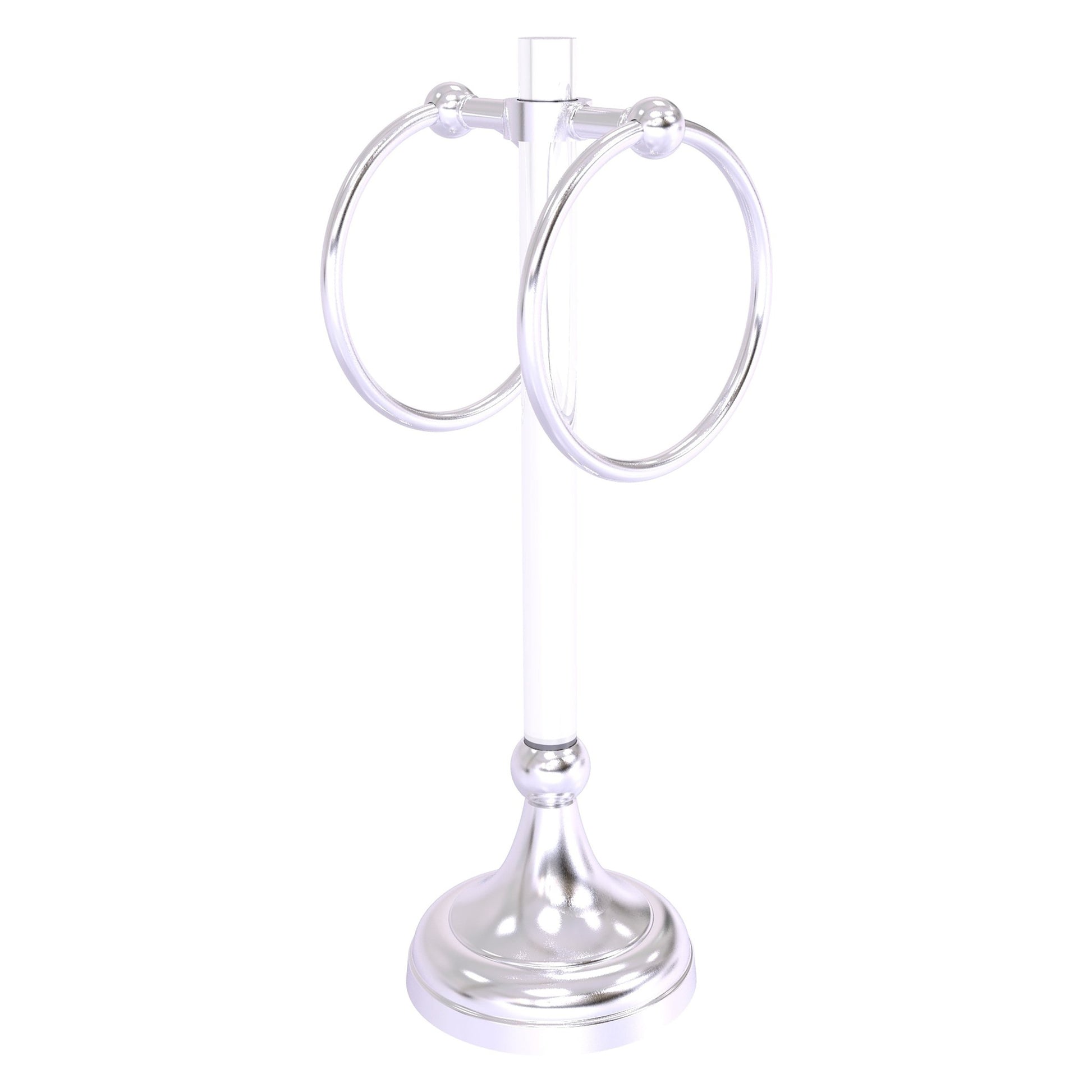 Allied Brass Pacific Grove 5.8" x 5.5" Satin Chrome Solid Brass 2-Ring Vanity Top Guest Towel Ring