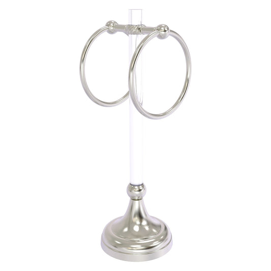 Allied Brass Pacific Grove 5.8" x 5.5" Satin Nickel Solid Brass 2-Ring Vanity Top Guest Towel Ring With Twisted Accents