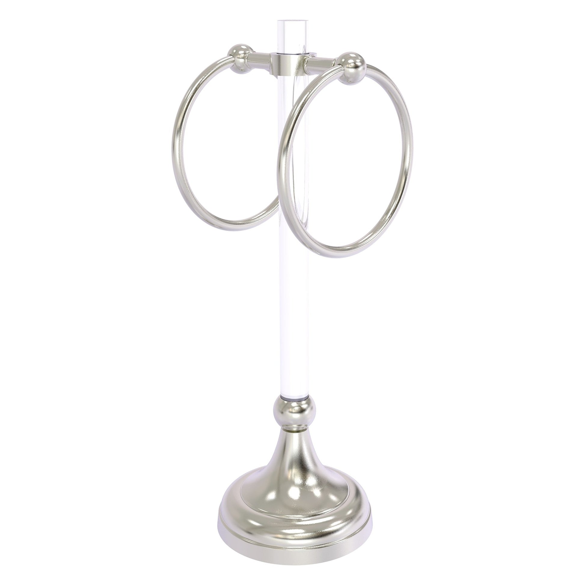 Allied Brass Pacific Grove 5.8" x 5.5" Satin Nickel Solid Brass 2-Ring Vanity Top Guest Towel Ring