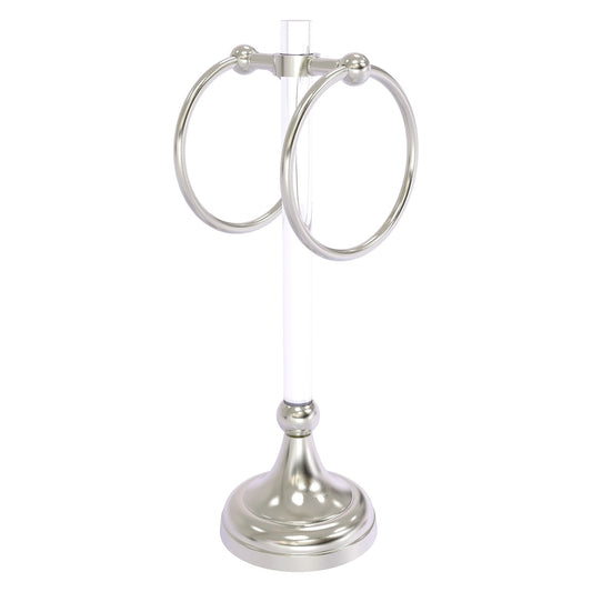 Allied Brass Pacific Grove 5.8" x 5.5" Satin Nickel Solid Brass 2-Ring Vanity Top Guest Towel Ring