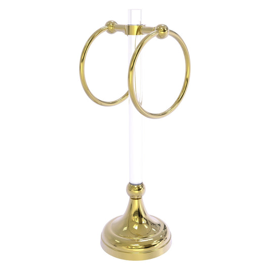 Allied Brass Pacific Grove 5.8" x 5.5" Unlacquered Brass Solid Brass 2-Ring Vanity Top Guest Towel Ring