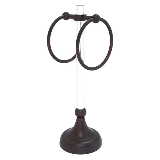 Allied Brass Pacific Grove 5.8" x 5.5" Venetian Bronze Solid Brass 2-Ring Vanity Top Guest Towel Ring