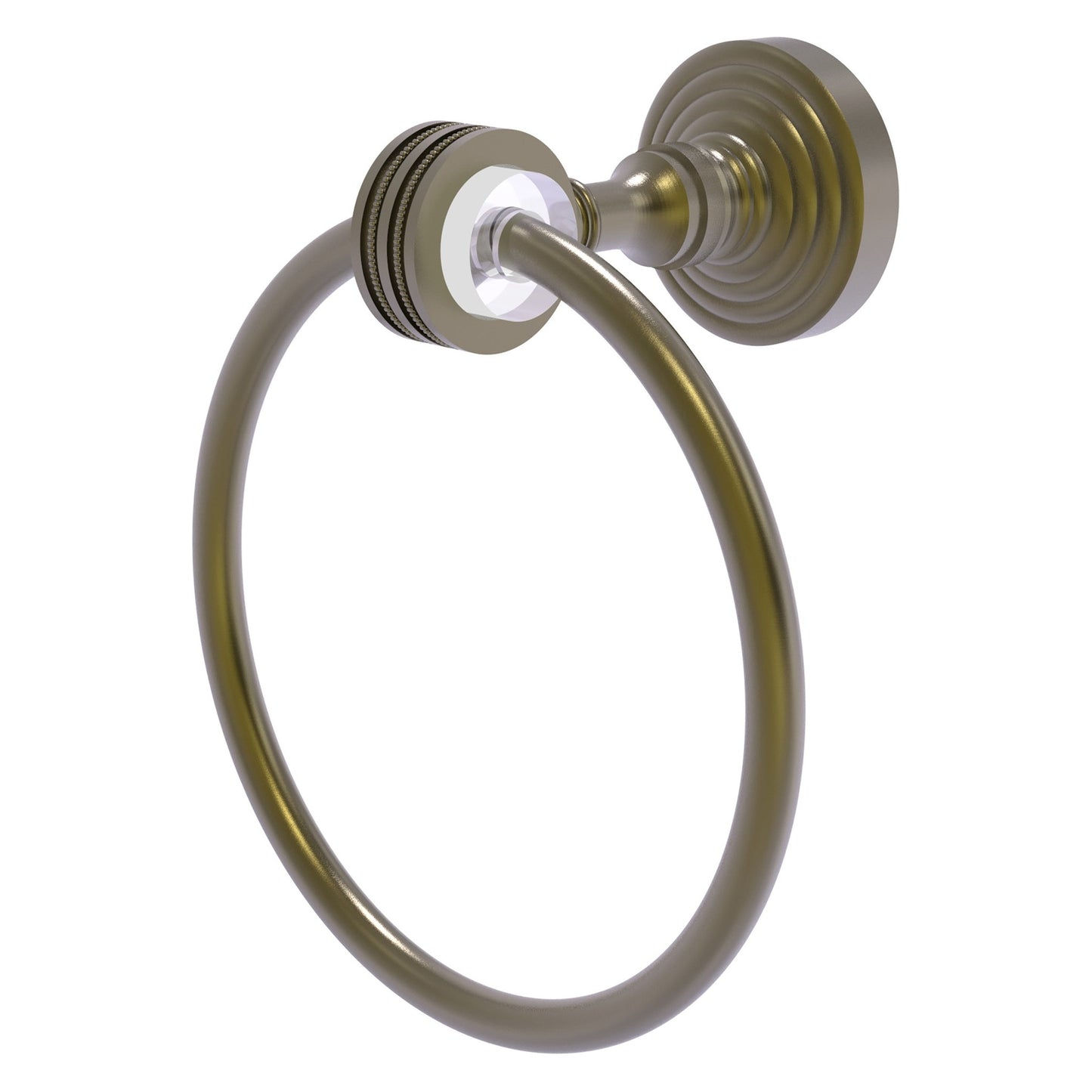 Allied Brass Pacific Grove 6" x 7" Antique Brass Solid Brass Towel Ring With Dotted Accents