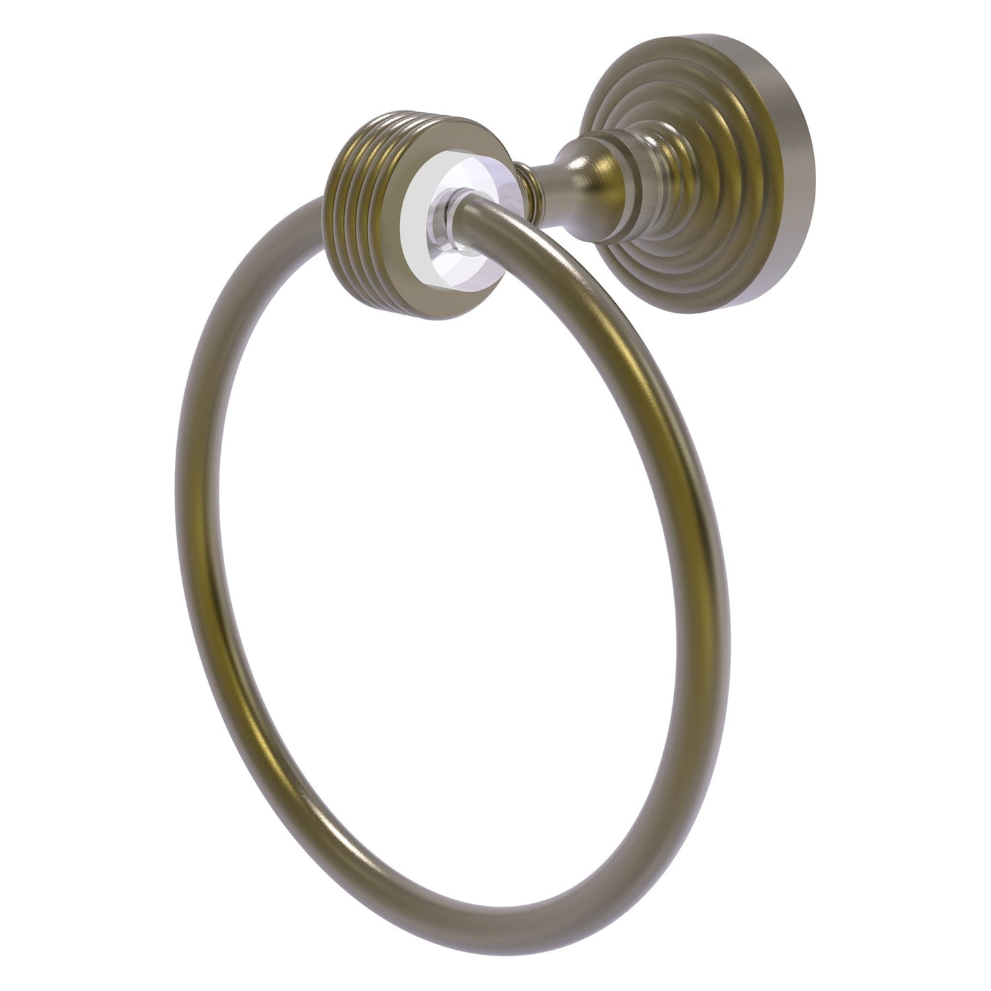 Allied Brass Pacific Grove 6" x 7" Antique Brass Solid Brass Towel Ring With Grooved Accents