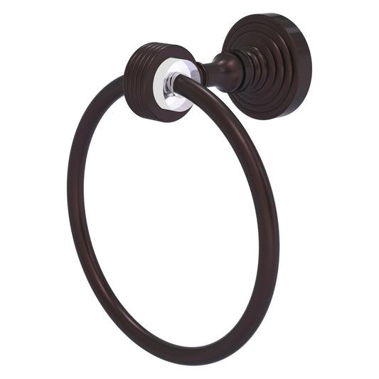 Allied Brass Pacific Grove 6" x 7" Antique Bronze Solid Brass Towel Ring With Grooved Accents