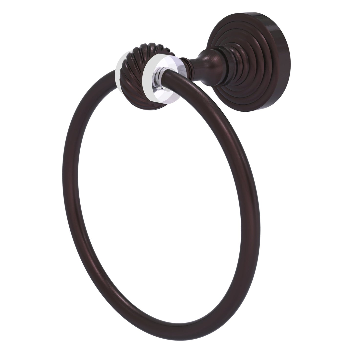 Allied Brass Pacific Grove 6" x 7" Antique Bronze Solid Brass Towel Ring With Twisted Accents