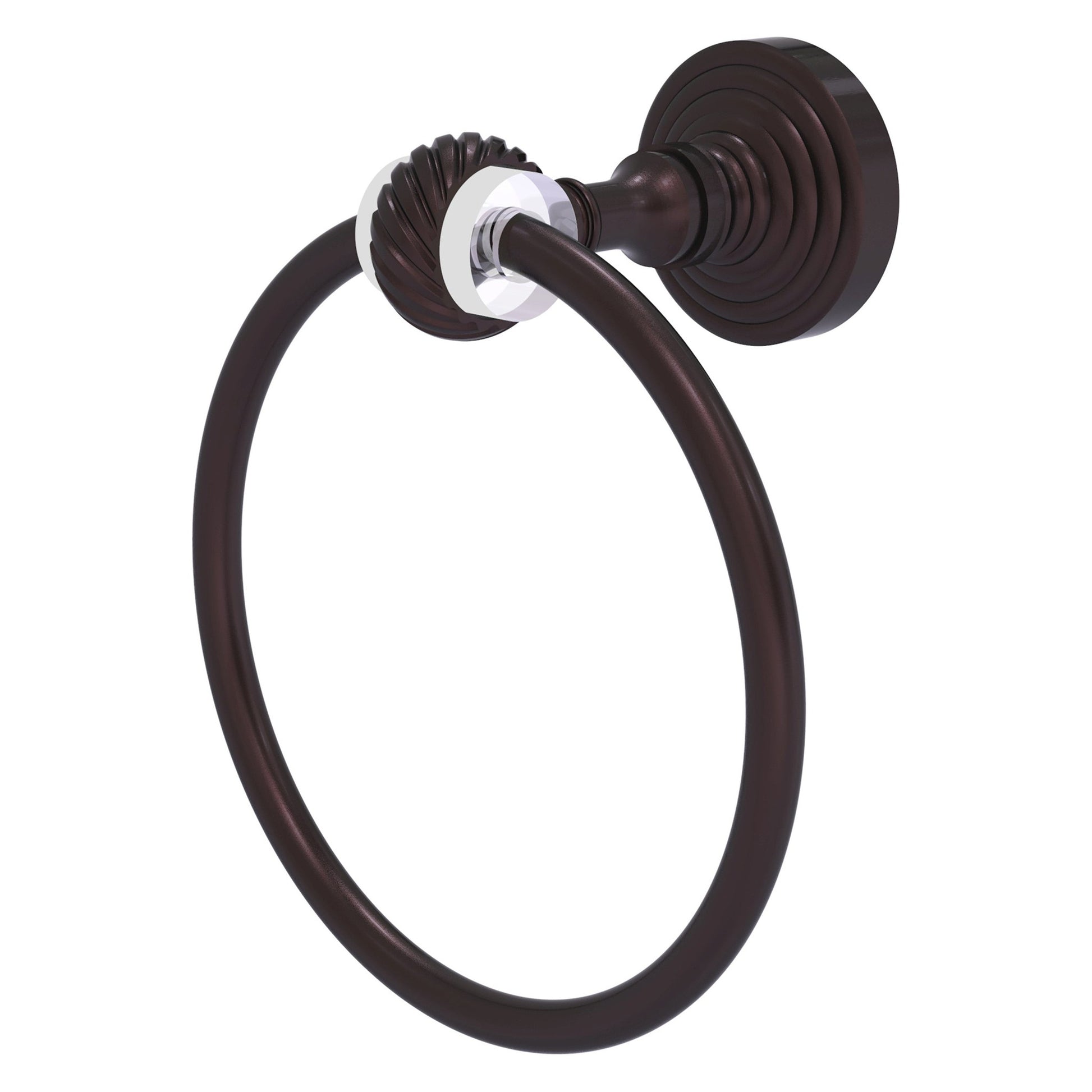 Allied Brass Pacific Grove 6" x 7" Antique Bronze Solid Brass Towel Ring With Twisted Accents