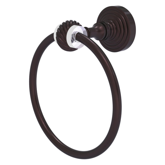 Allied Brass Pacific Grove 6" x 7" Antique Bronze Solid Brass Towel Ring With Twisted Accents