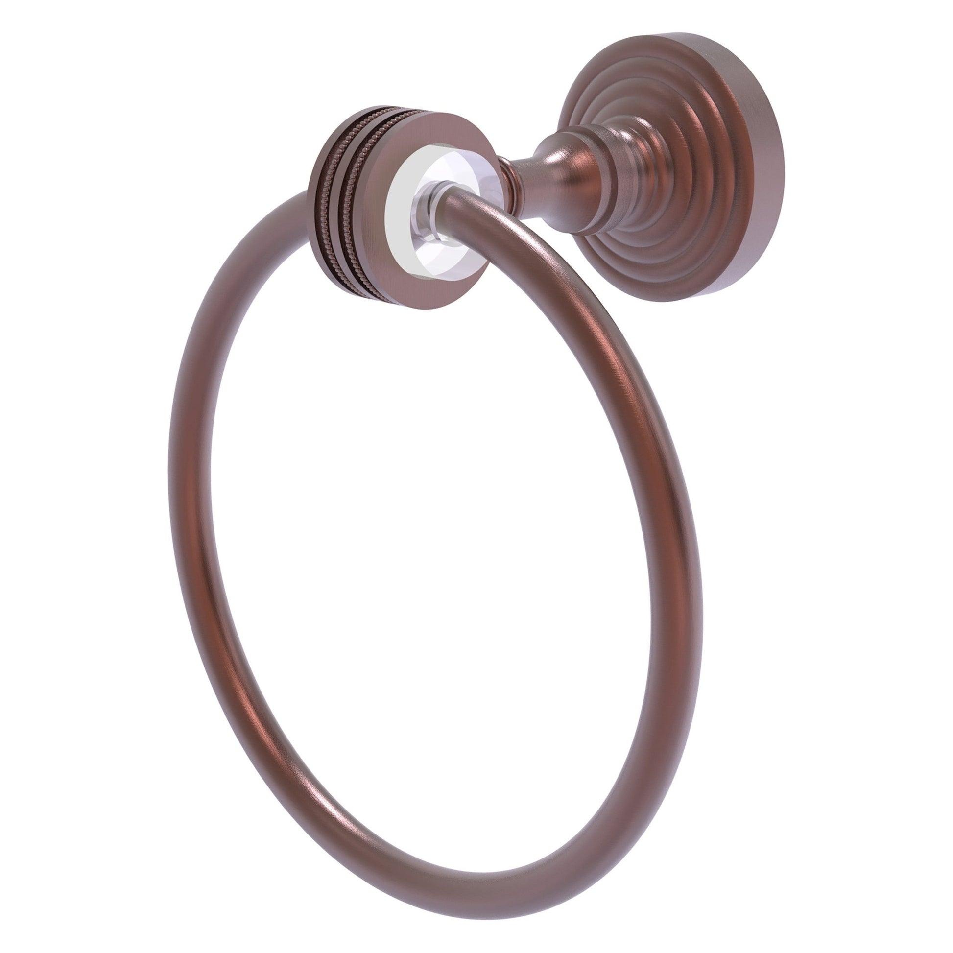 Allied Brass Pacific Grove 6" x 7" Antique Copper Solid Brass Towel Ring With Dotted Accents