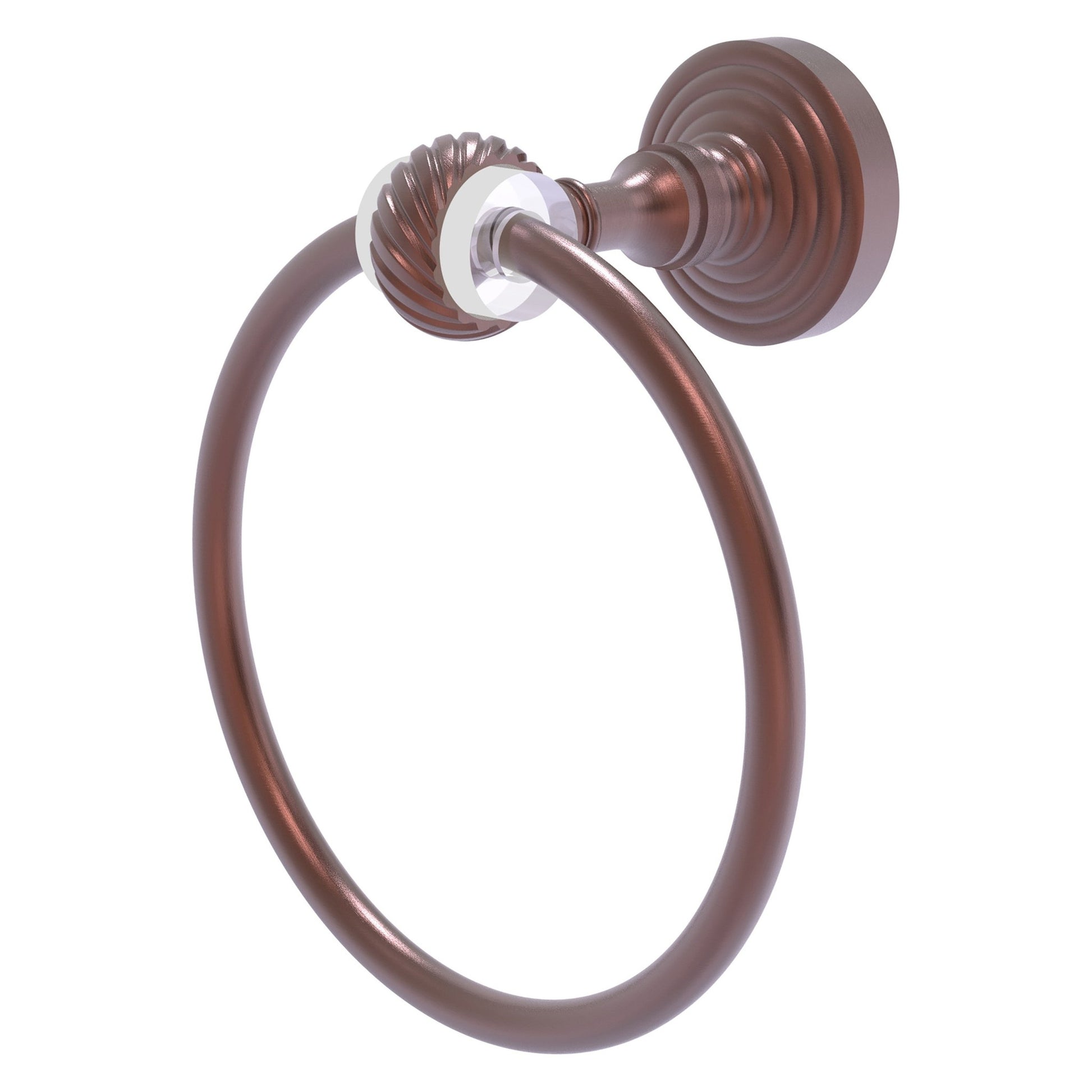 Allied Brass Pacific Grove 6" x 7" Antique Copper Solid Brass Towel Ring With Twisted Accents