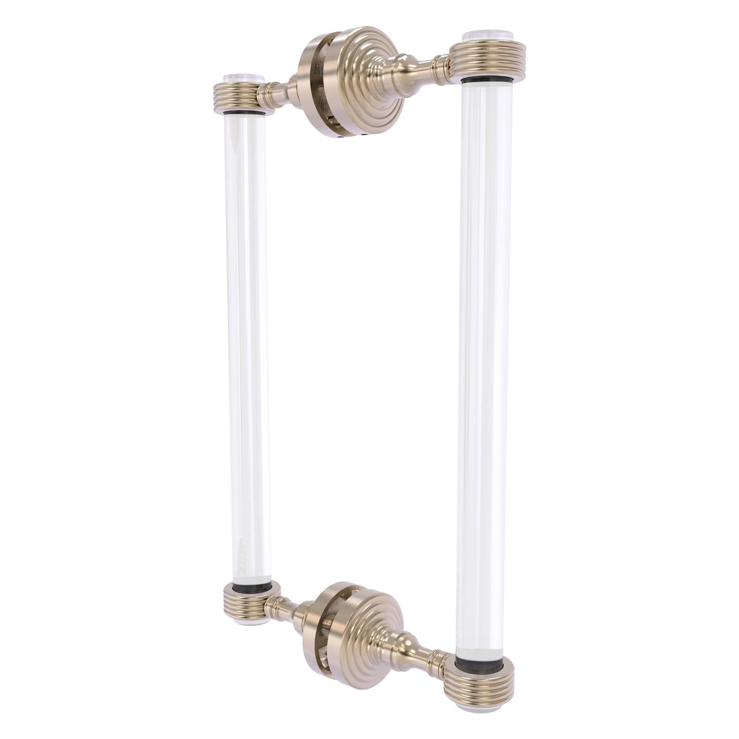 Allied Brass Pacific Grove 8.7" x 2.2" Antique Pewter Solid Brass 12-Inch Back-to-Back Shower Door Pull With Grooved Accents