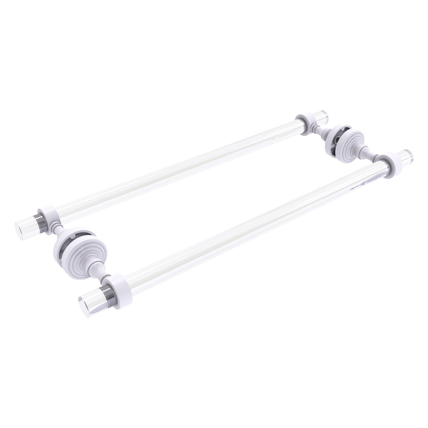 Allied Brass Pacific Grove 8.7" x 2.2" Matte White Solid Brass 18-Inch Back-to-Back Shower Door Towel Bar