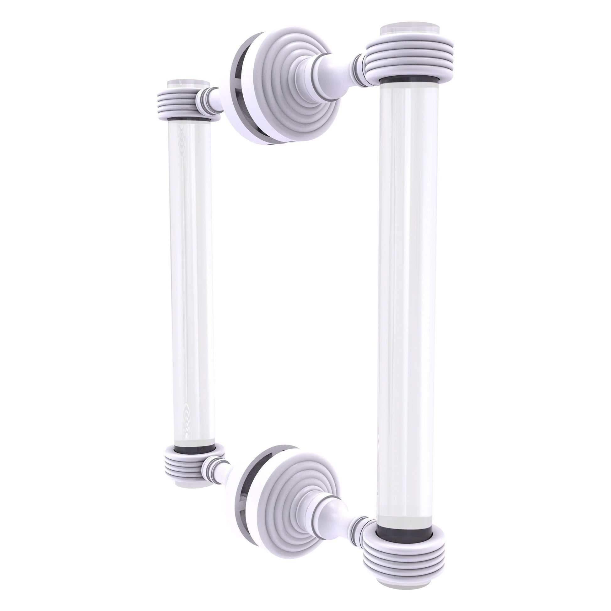 Allied Brass Pacific Grove 8.7" x 2.2" Matte White Solid Brass 8-Inch Back to Back Shower Door Pull With Grooved Accents