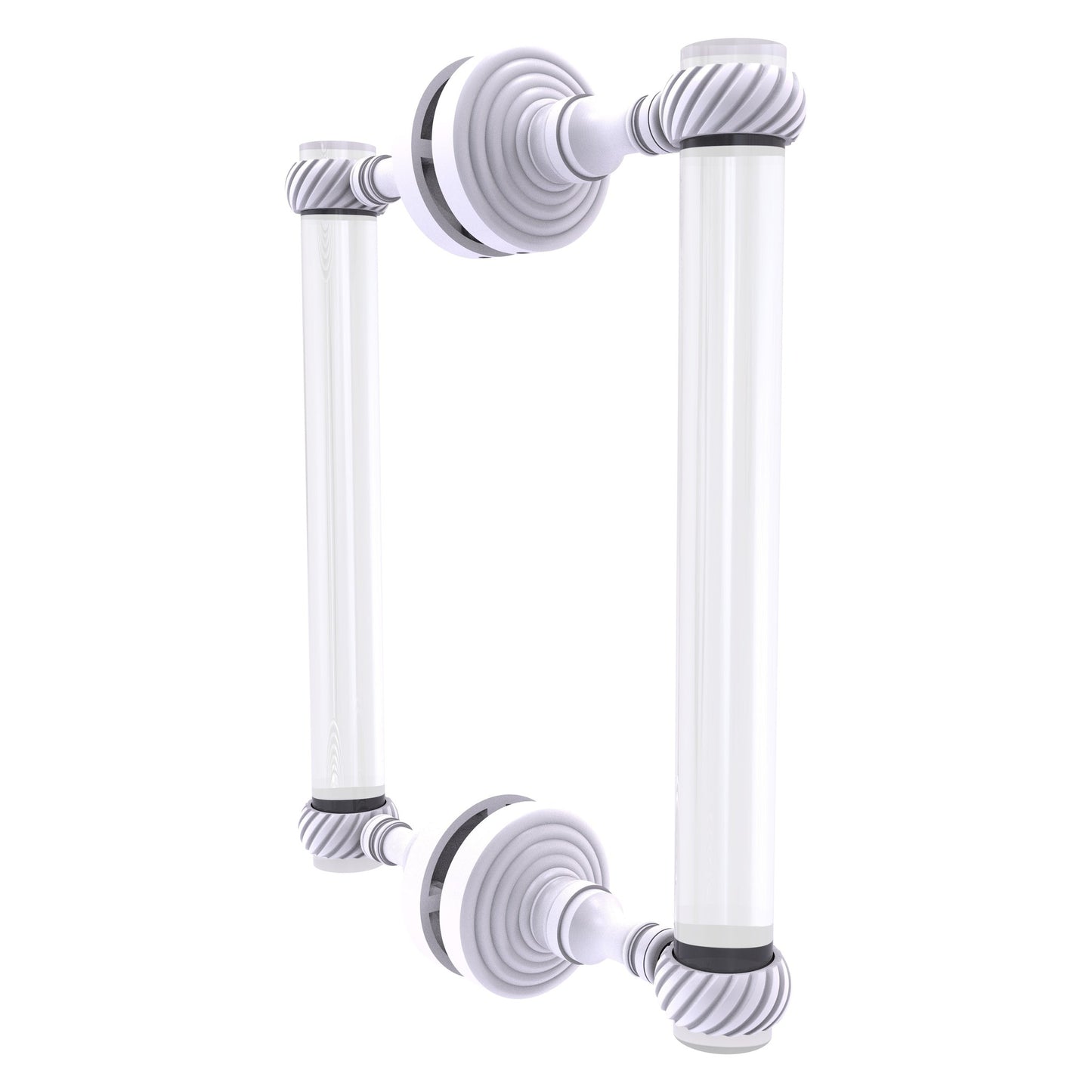 Allied Brass Pacific Grove 8.7" x 2.2" Matte White Solid Brass 8-Inch Back to Back Shower Door Pull With Twisted Accents