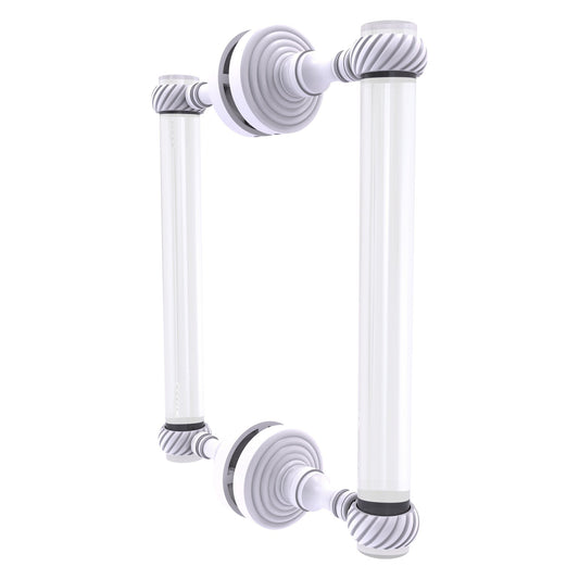 Allied Brass Pacific Grove 8.7" x 2.2" Matte White Solid Brass 8-Inch Back to Back Shower Door Pull With Twisted Accents