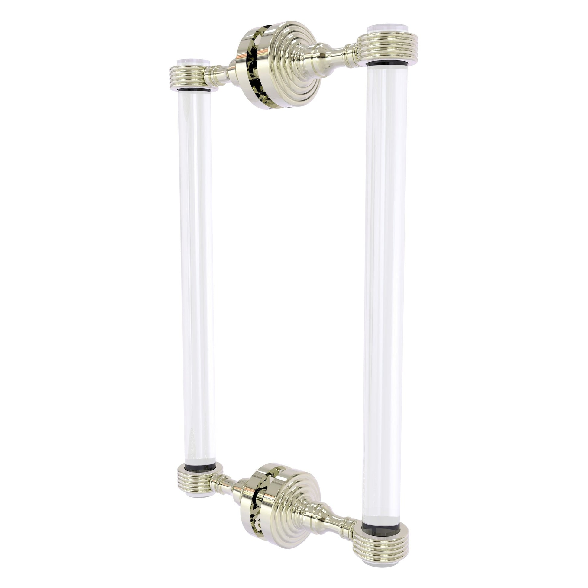 Allied Brass Pacific Grove 8.7" x 2.2" Polished Nickel Solid Brass 12-Inch Back-to-Back Shower Door Pull With Grooved Accents