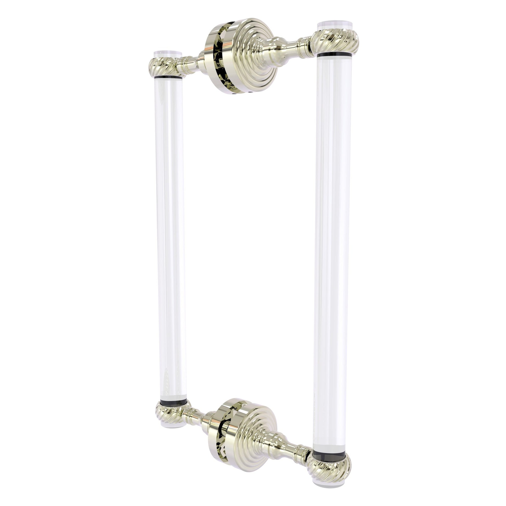 Allied Brass Pacific Grove 8.7" x 2.2" Polished Nickel Solid Brass 12-Inch Back-to-Back Shower Door Pull With Twisted Accents