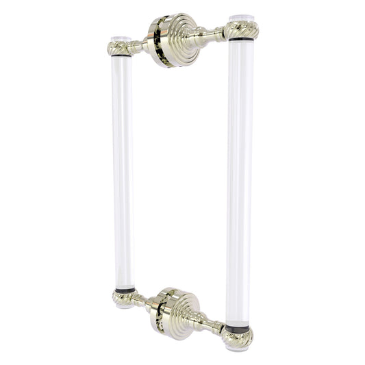 Allied Brass Pacific Grove 8.7" x 2.2" Polished Nickel Solid Brass 12-Inch Back-to-Back Shower Door Pull With Twisted Accents