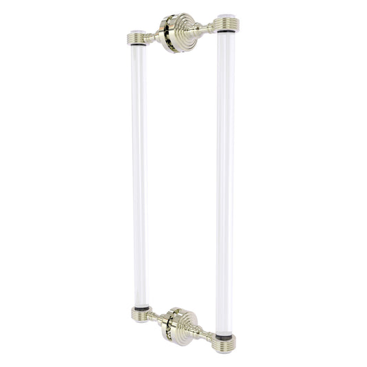 Allied Brass Pacific Grove 8.7" x 2.2" Polished Nickel Solid Brass 18-Inch Back to Back Shower Door Pull With Grooved Accents