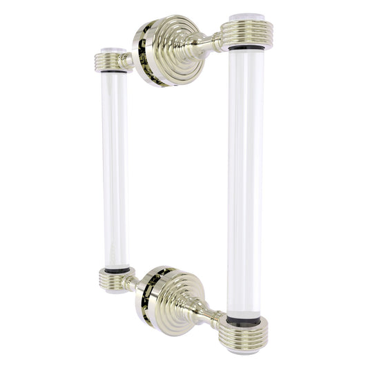Allied Brass Pacific Grove 8.7" x 2.2" Polished Nickel Solid Brass 8-Inch Back to Back Shower Door Pull With Grooved Accents