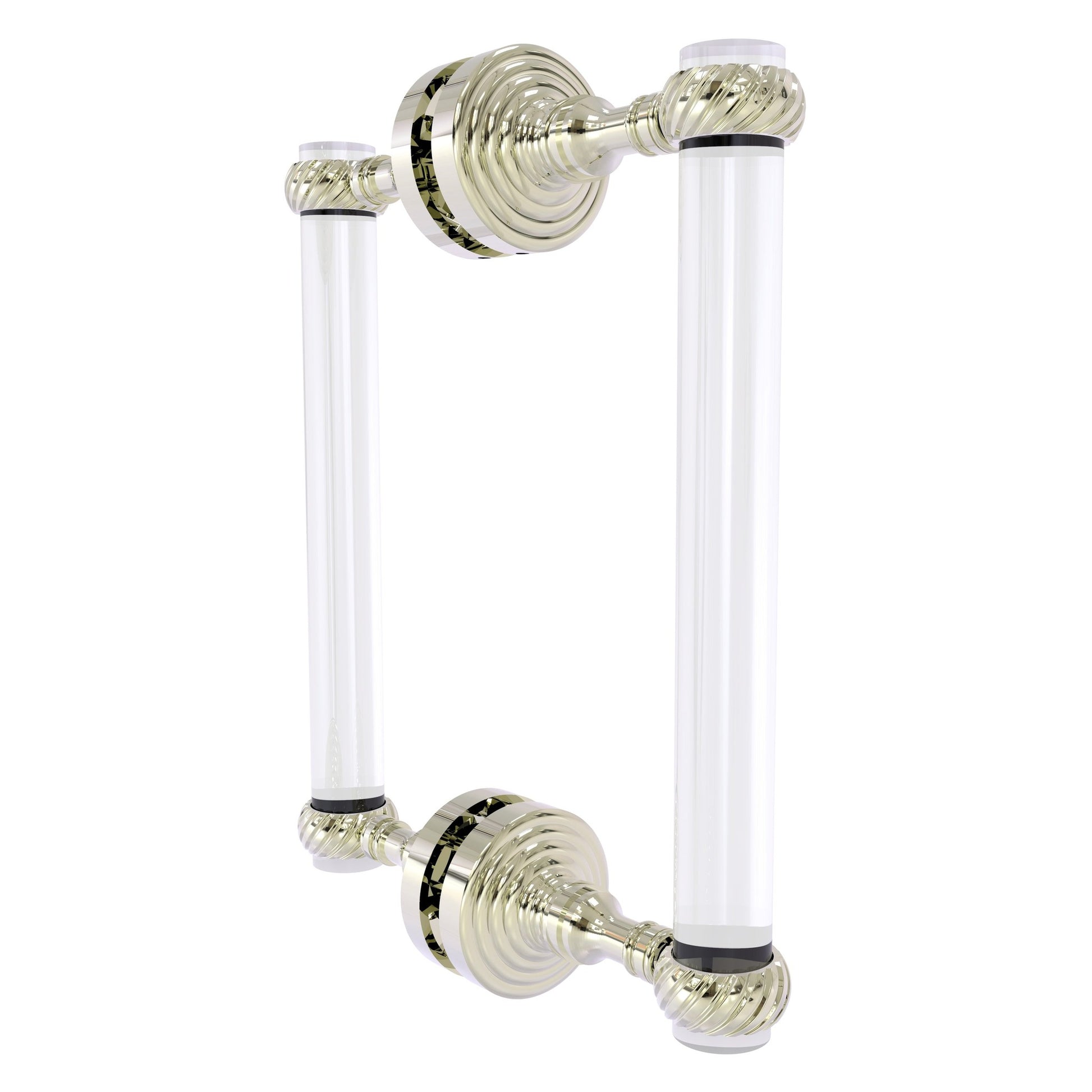 Allied Brass Pacific Grove 8.7" x 2.2" Polished Nickel Solid Brass 8-Inch Back to Back Shower Door Pull With Twisted Accents