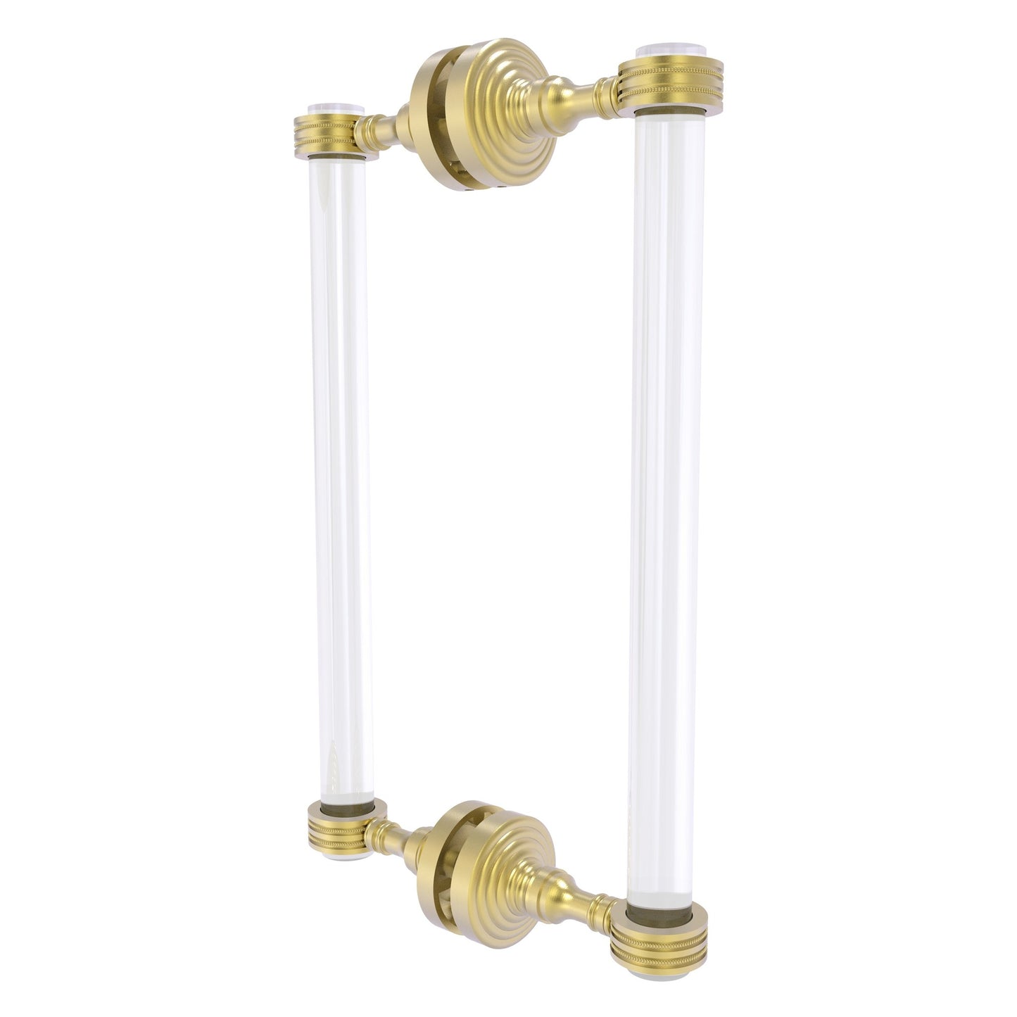 Allied Brass Pacific Grove 8.7" x 2.2" Satin Brass Solid Brass 12-Inch Back-to-Back Shower Door Pull With Dotted Accents