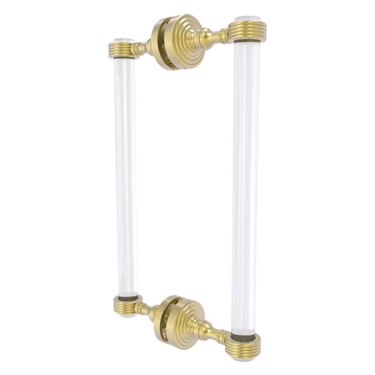 Allied Brass Pacific Grove 8.7" x 2.2" Satin Brass Solid Brass 12-Inch Back-to-Back Shower Door Pull With Grooved Accents