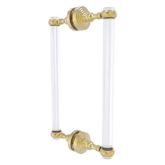 Allied Brass Pacific Grove 8.7" x 2.2" Satin Brass Solid Brass 12-Inch Back-to-Back Shower Door Pull With Twisted Accents