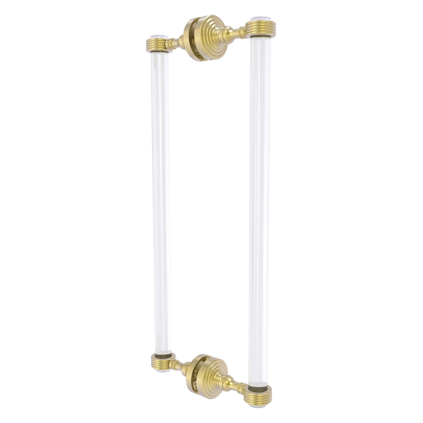 Allied Brass Pacific Grove 8.7" x 2.2" Satin Brass Solid Brass 18-Inch Back to Back Shower Door Pull With Grooved Accents