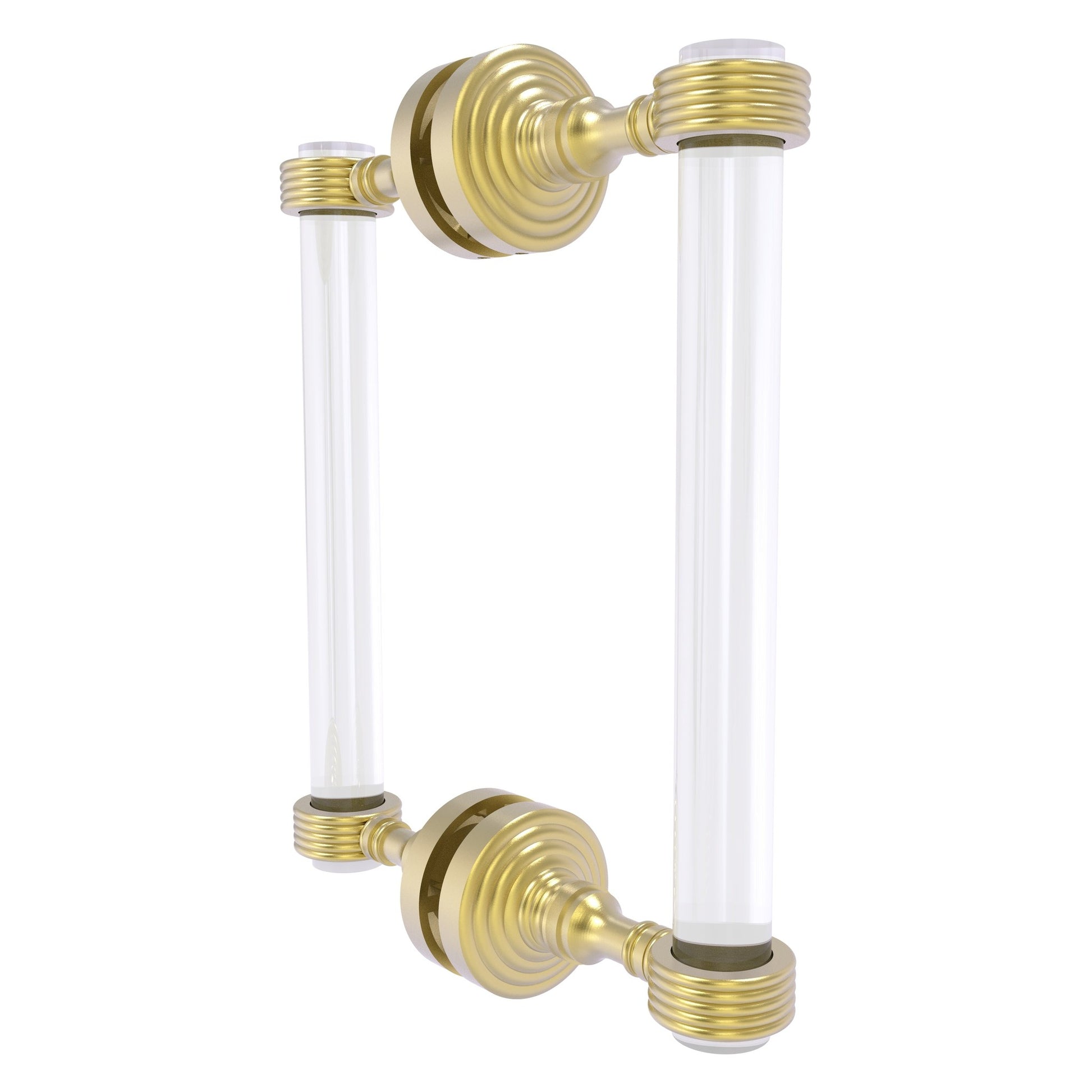 Allied Brass Pacific Grove 8.7" x 2.2" Satin Brass Solid Brass 8-Inch Back to Back Shower Door Pull With Grooved Accents
