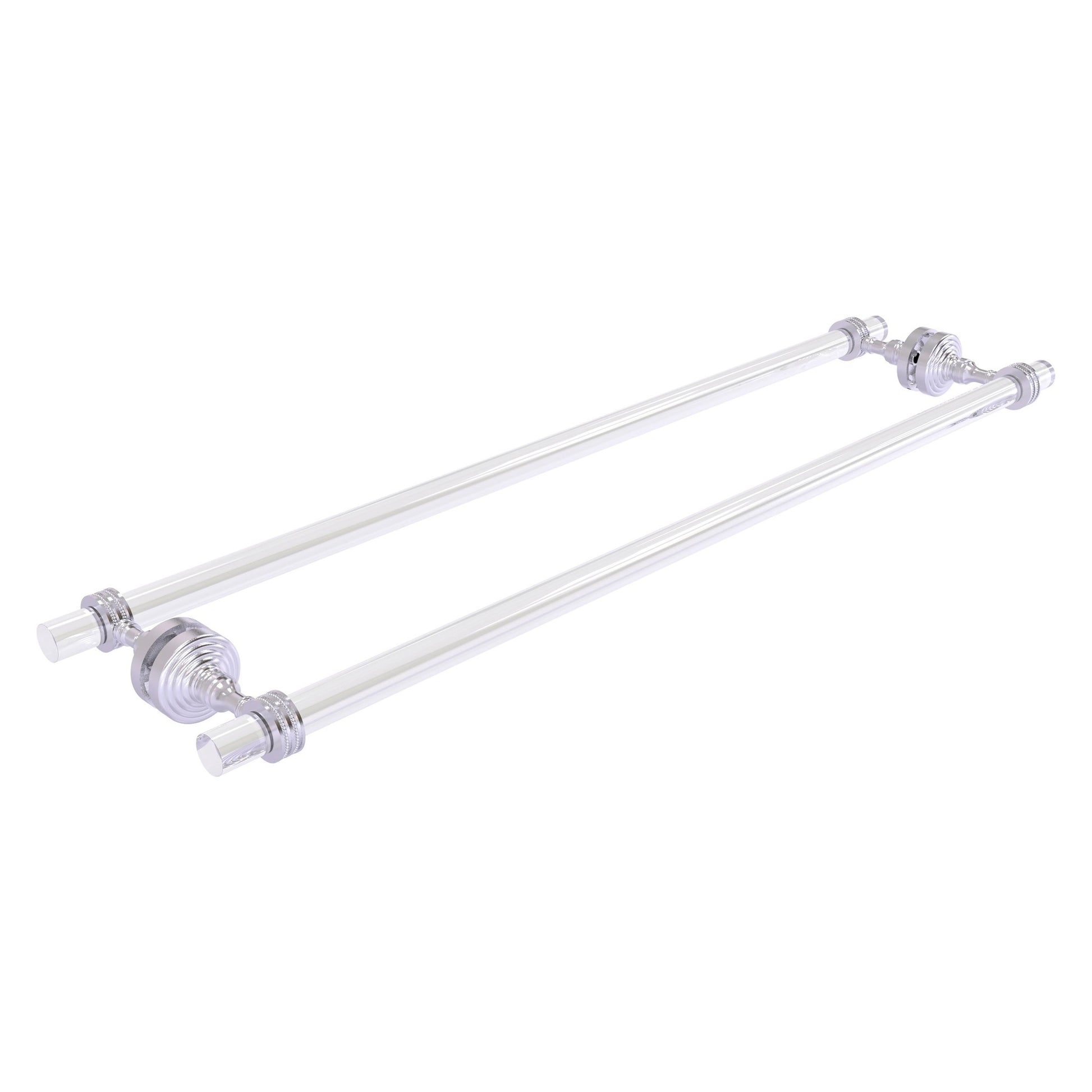 Allied Brass Pacific Grove 8.7" x 2.2" Satin Chrome Solid Brass 30-Inch Back-to-Back Shower Door Towel Bar With Dotted Accents