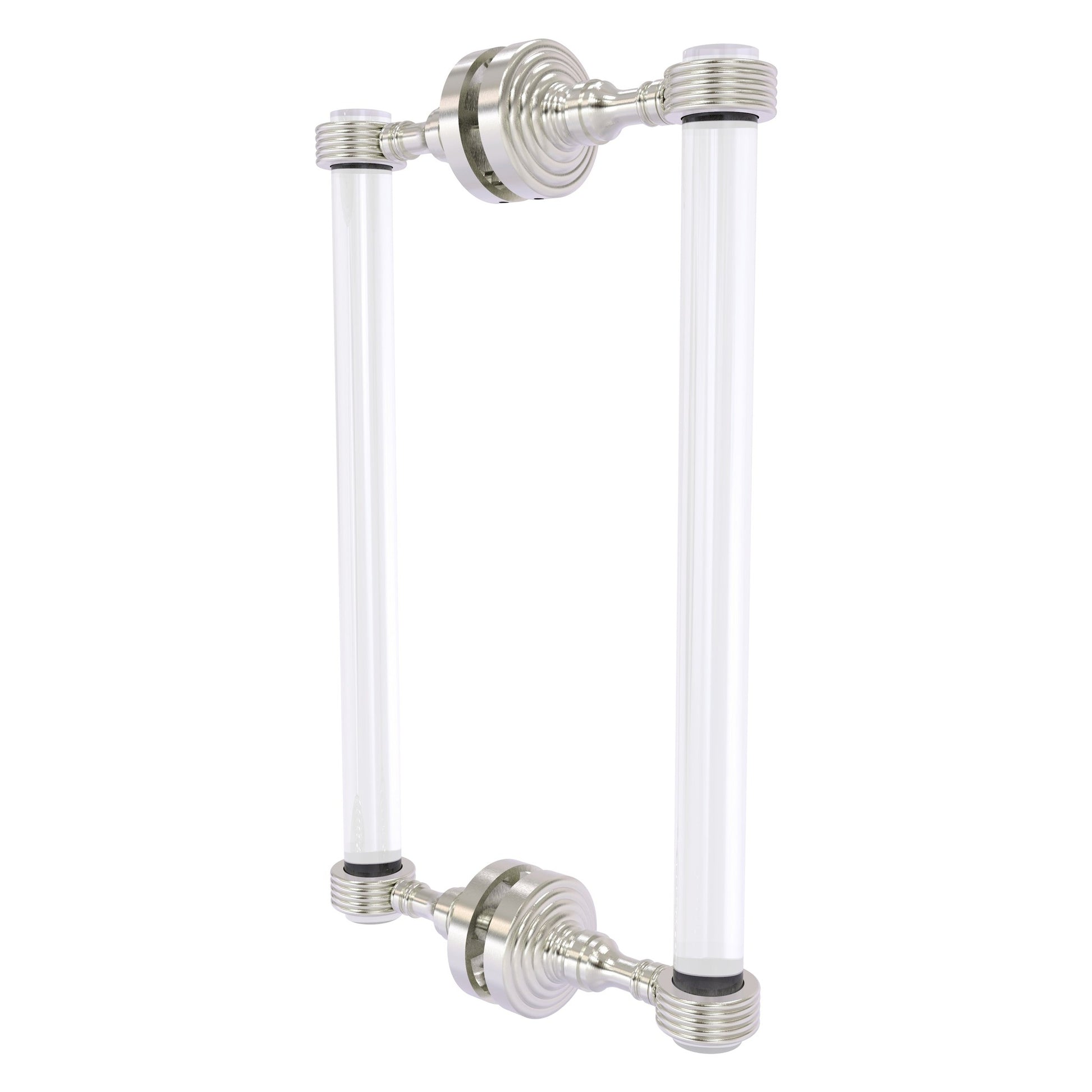 Allied Brass Pacific Grove 8.7" x 2.2" Satin Nickel Solid Brass 12-Inch Back-to-Back Shower Door Pull With Grooved Accents