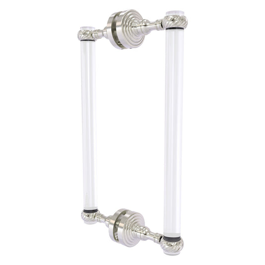 Allied Brass Pacific Grove 8.7" x 2.2" Satin Nickel Solid Brass 12-Inch Back-to-Back Shower Door Pull With Twisted Accents