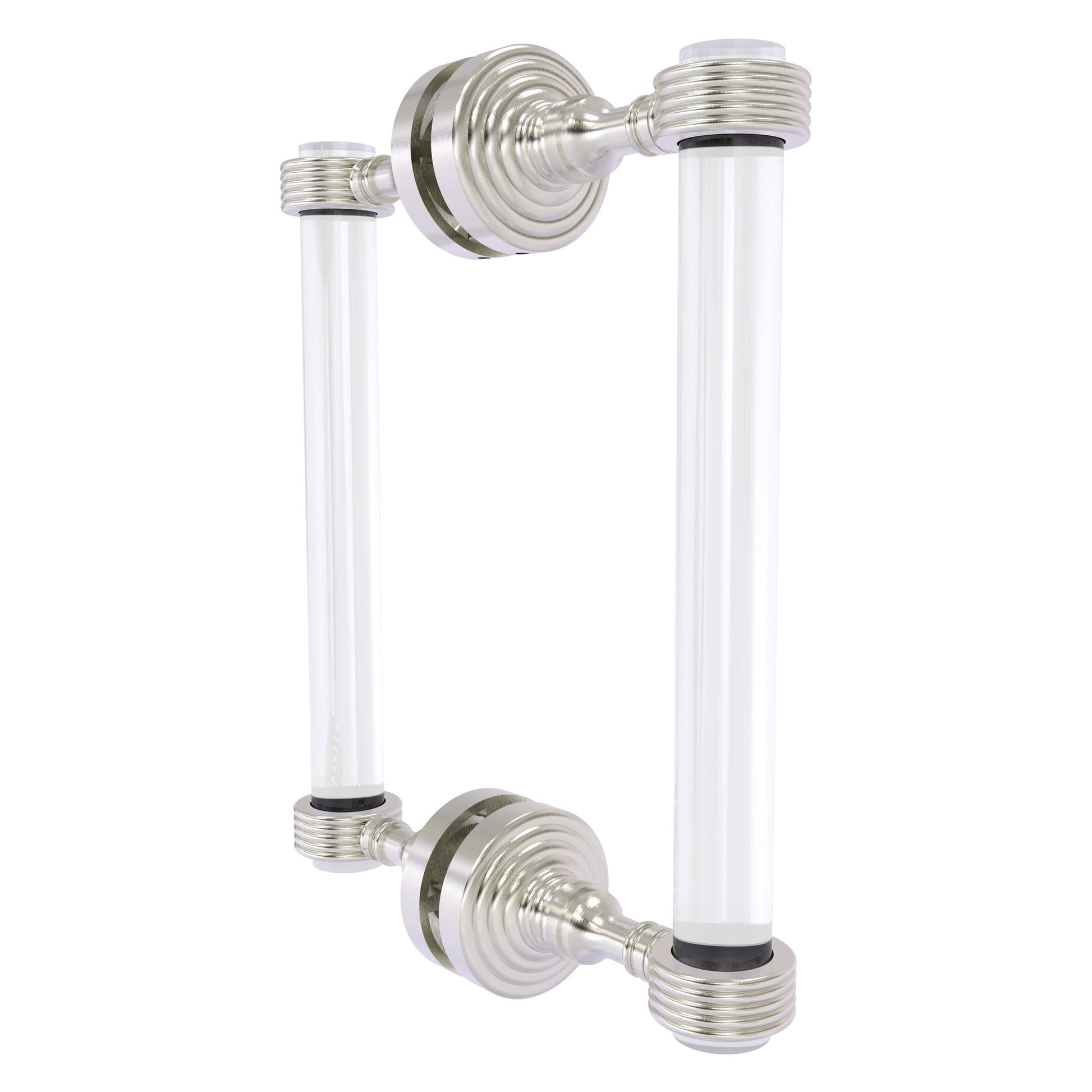 Allied Brass Pacific Grove 8.7" x 2.2" Satin Nickel Solid Brass 8-Inch Back to Back Shower Door Pull With Grooved Accents