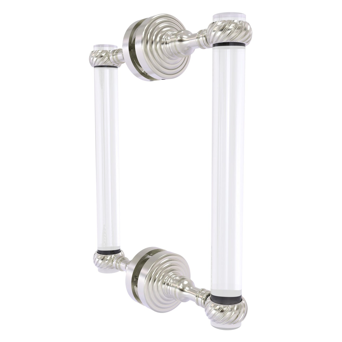 Allied Brass Pacific Grove 8.7" x 2.2" Satin Nickel Solid Brass 8-Inch Back to Back Shower Door Pull With Twisted Accents