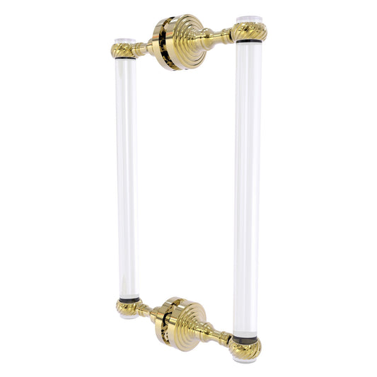 Allied Brass Pacific Grove 8.7" x 2.2" Unlacquered Brass Solid Brass 12-Inch Back-to-Back Shower Door Pull With Twisted Accents
