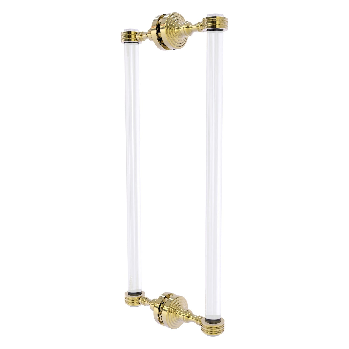 Allied Brass Pacific Grove 8.7" x 2.2" Unlacquered Brass Solid Brass 18-Inch Back to Back Shower Door Pull With Dotted Accents