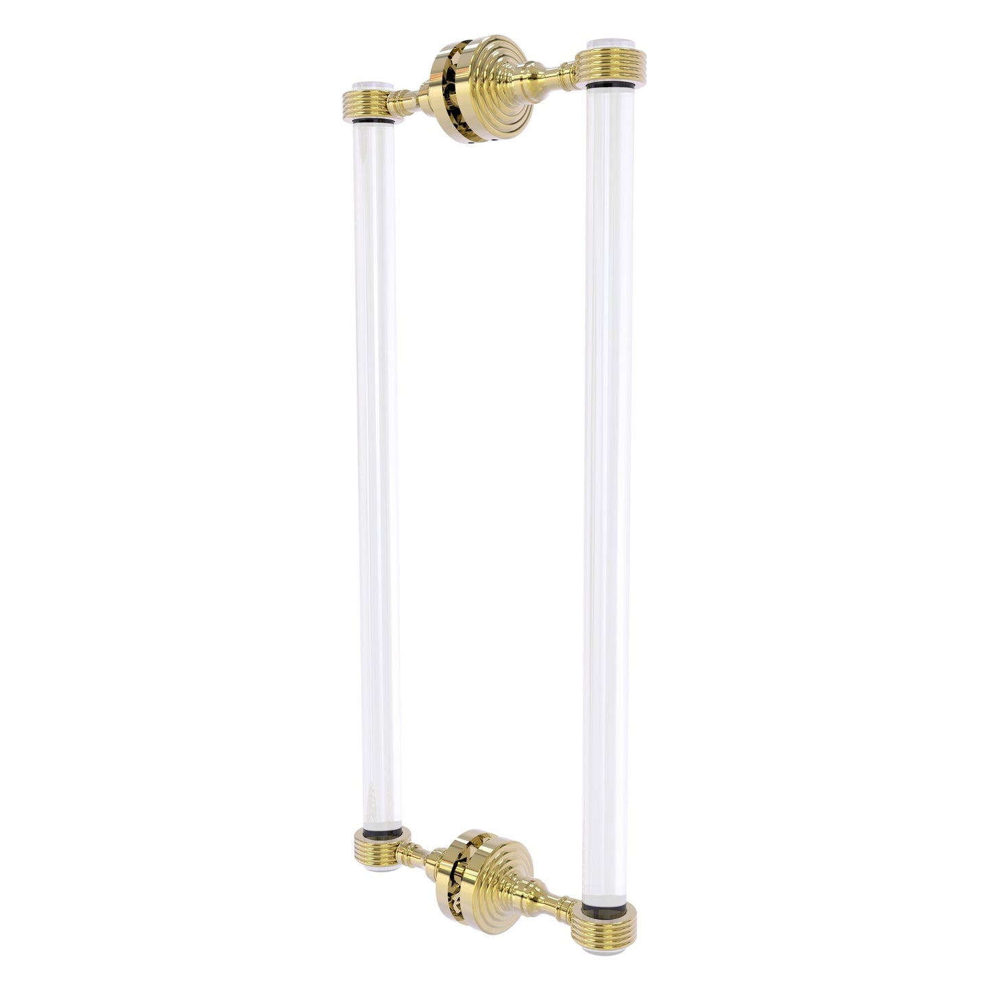 Allied Brass Pacific Grove 8.7" x 2.2" Unlacquered Brass Solid Brass 18-Inch Back to Back Shower Door Pull With Grooved Accents