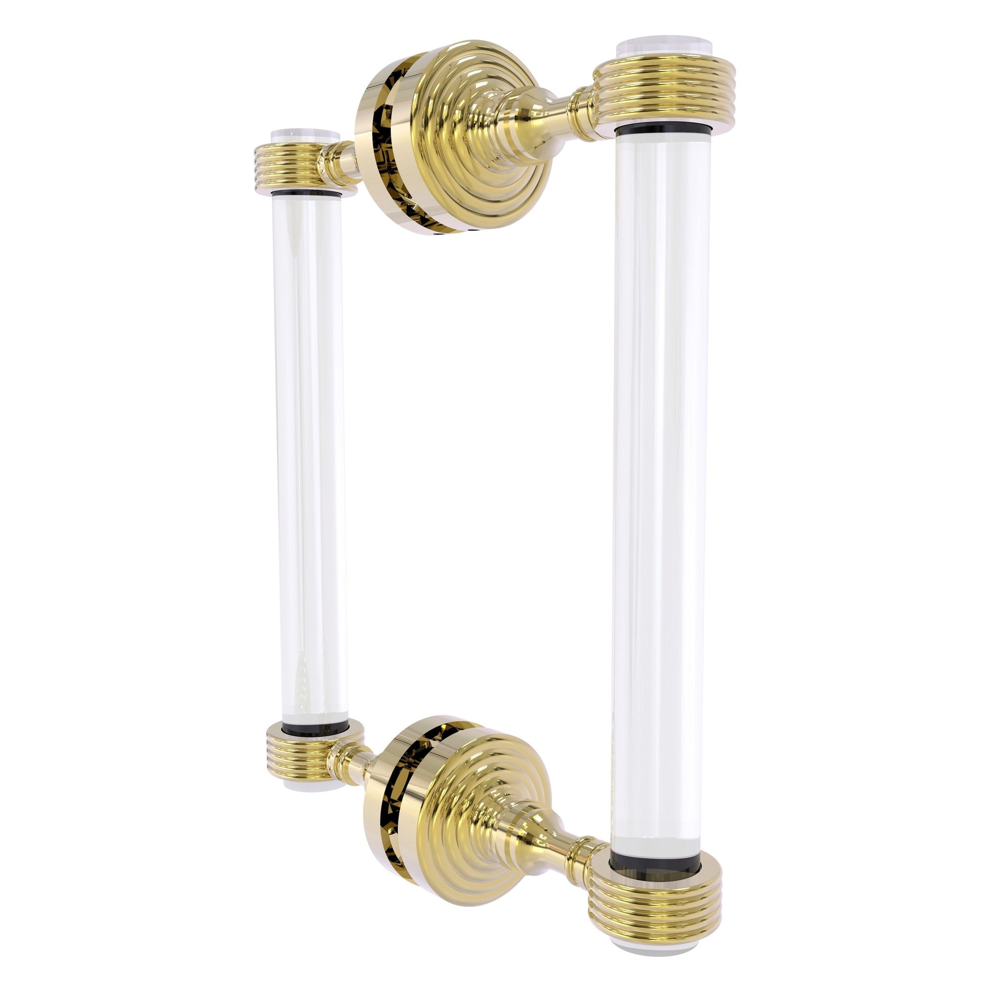 Allied Brass Pacific Grove 8.7" x 2.2" Unlacquered Brass Solid Brass 8-Inch Back to Back Shower Door Pull With Grooved Accents