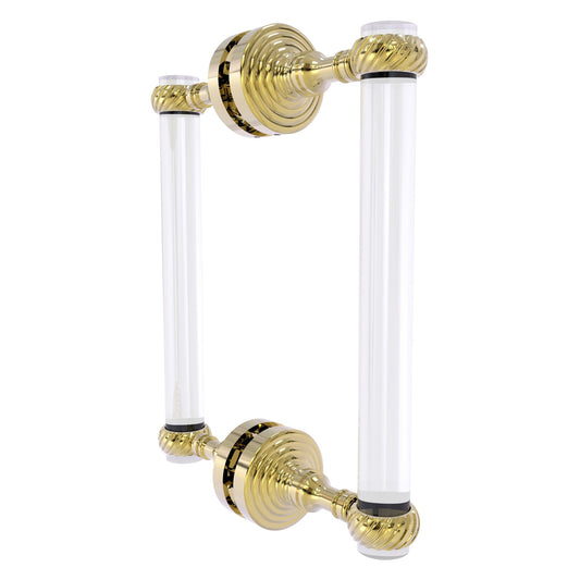 Allied Brass Pacific Grove 8.7" x 2.2" Unlacquered Brass Solid Brass 8-Inch Back to Back Shower Door Pull With Twisted Accents